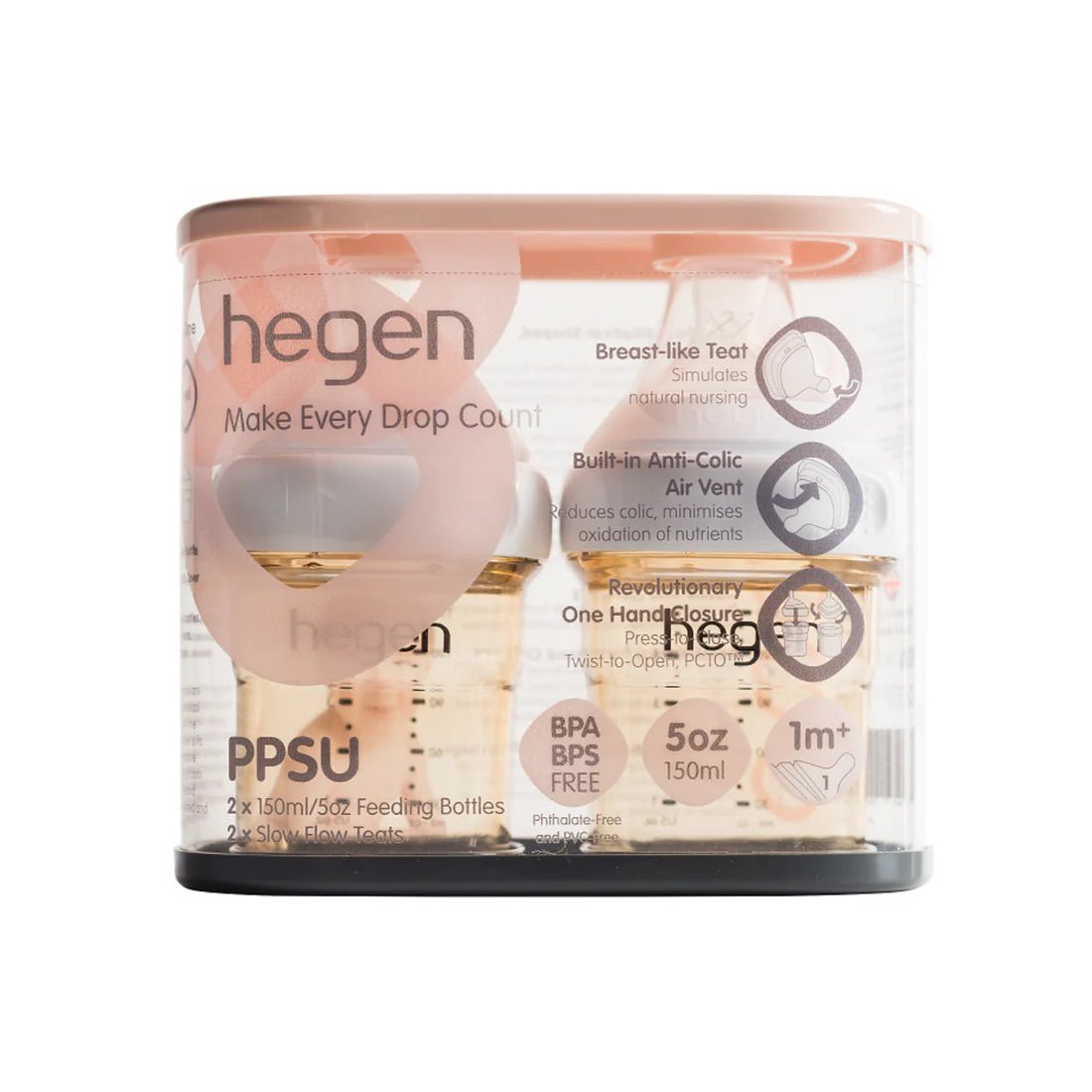 Hegen PCTO™ 150ml Feeding Bottle PPSU, 2 - Pack with 2 x Slow Flow Teat - Hegen - Morgon