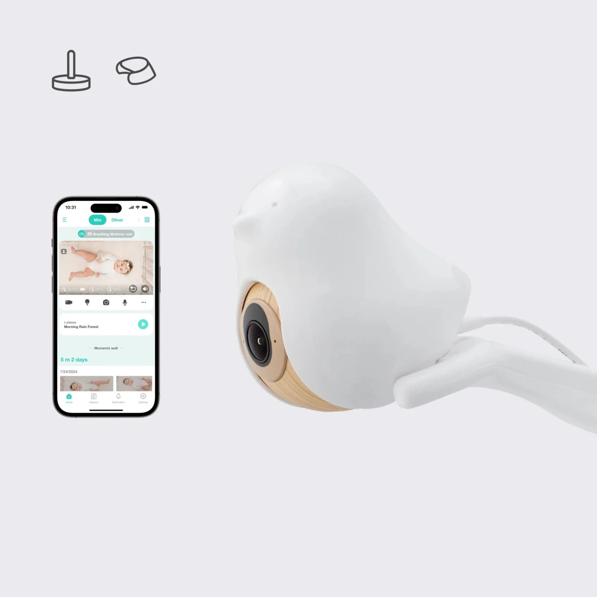 CuboAi Smart Baby Monitor 3 Floor Stand Set - CuboAi - Morgon