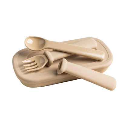 Hegen Mealtime Starter Kit with Foldable Placemat Taupe - Hegen - Morgon