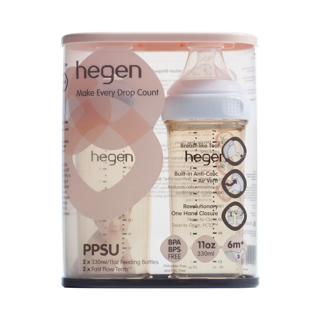 Hegen PCTO™ 330ml Feeding Bottle PPSU, 2 - Pack with 2 x Fast Flow Teat - Hegen - Morgon