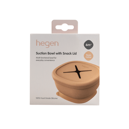 Hegen Suction Bowl with Snack Lid Silicone Taupe - Hegen - Morgon
