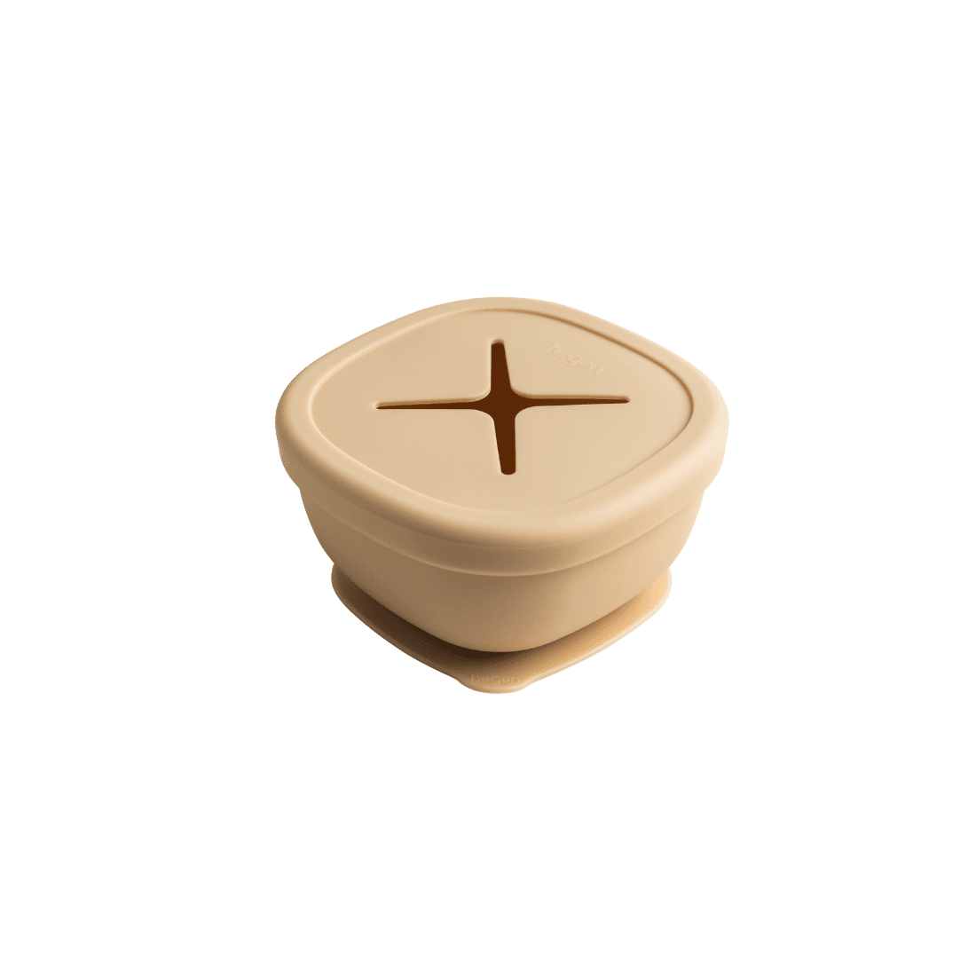Hegen Suction Bowl with Snack Lid Silicone Taupe - Hegen - Morgon
